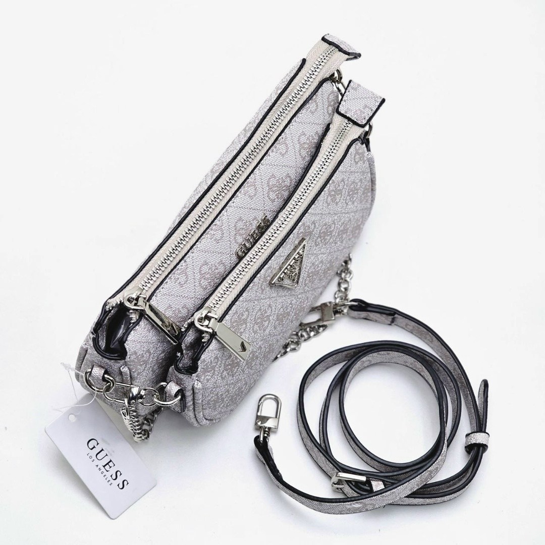 сумка через плечо guess noelle dbl pouch crossbody hwbd7879710 белый,сумка guess,сумка женская guess,сумка на плечо кросс-боди guess,сумка белая через плечо guess