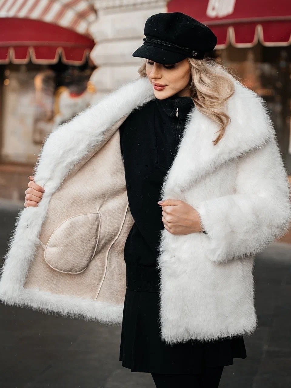 шуба,шуба искусственная длинная экошуба maris,шуба искусственная,шубка,черная укороченная шуба из премиального песца