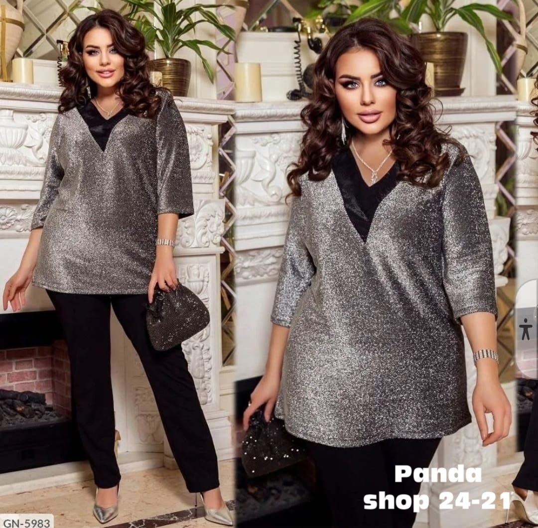 блузки из люрекса для полных женщин,блузка женская,брючный костюм,костюм двойка женская,модная