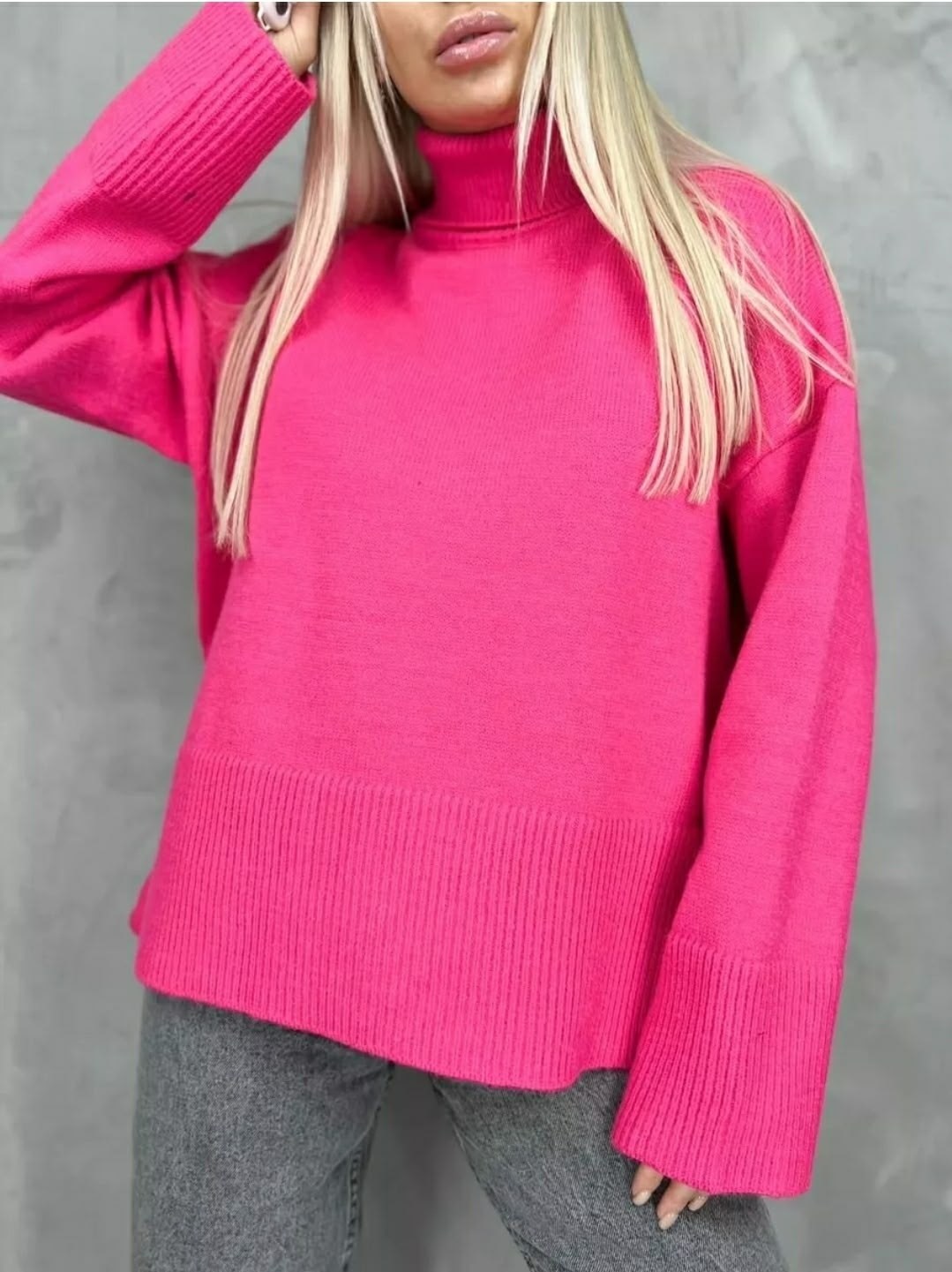 свитер с горлом теплый вязаный оверсайз jenny,свитер женский оверсайз с горлом вязаный теплый стильный,свитер женский,бежевый свитер оверсайз,бежевый свитер