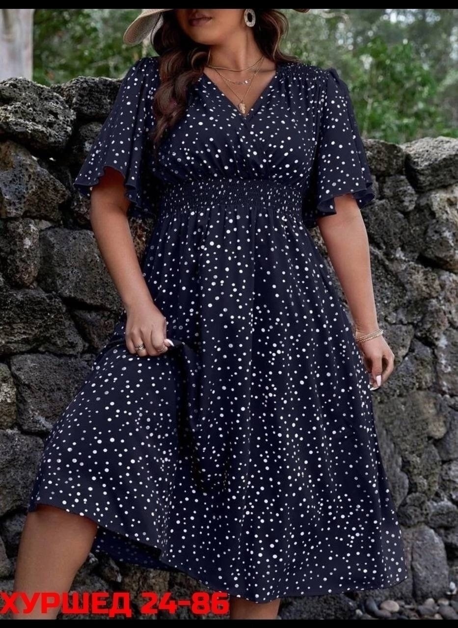 платье в горошек,женское платье в горошек,летнее женское платье,нарядное платье,платье для полных