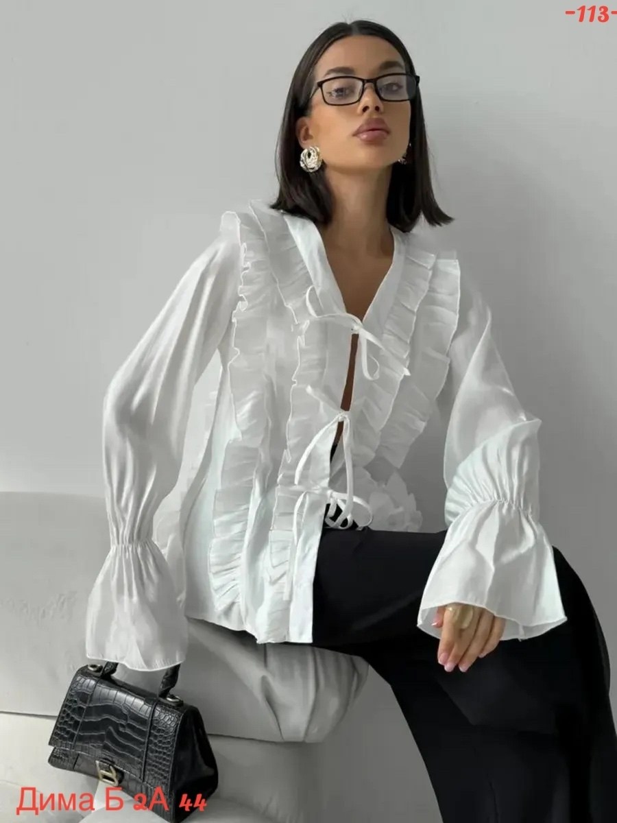 женская шифоновая блузка с v-образным вырезом и оборками,блузка с оборками,блузка модная,женская блузка с оборками,блузка для женщин