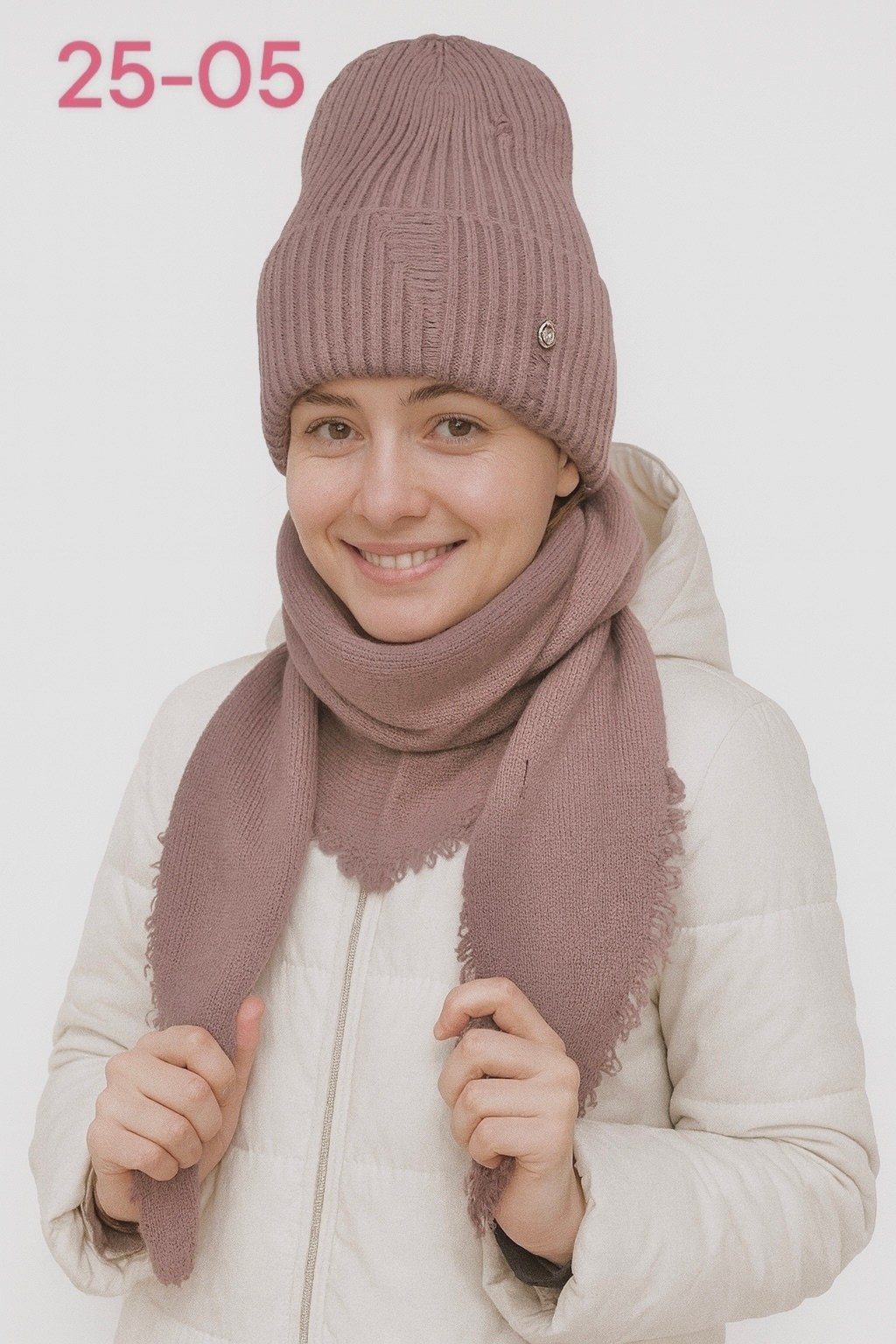 комплект шапка шарф,комплект шапки,шапка с шарфом,комплект шапка и шарф цвета пыльной розы,комплект шапка и шарф зимний