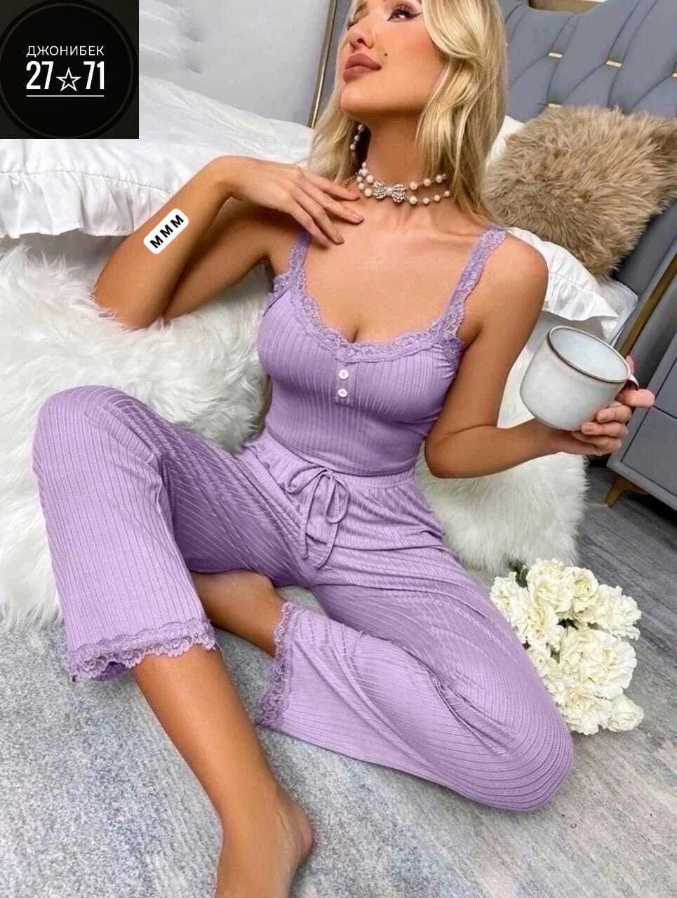 пижама из лапши женская,пижамы женски,пижама женская "нежность" комплект топ и брюки,пижамы для женщин,пижамы со штанами