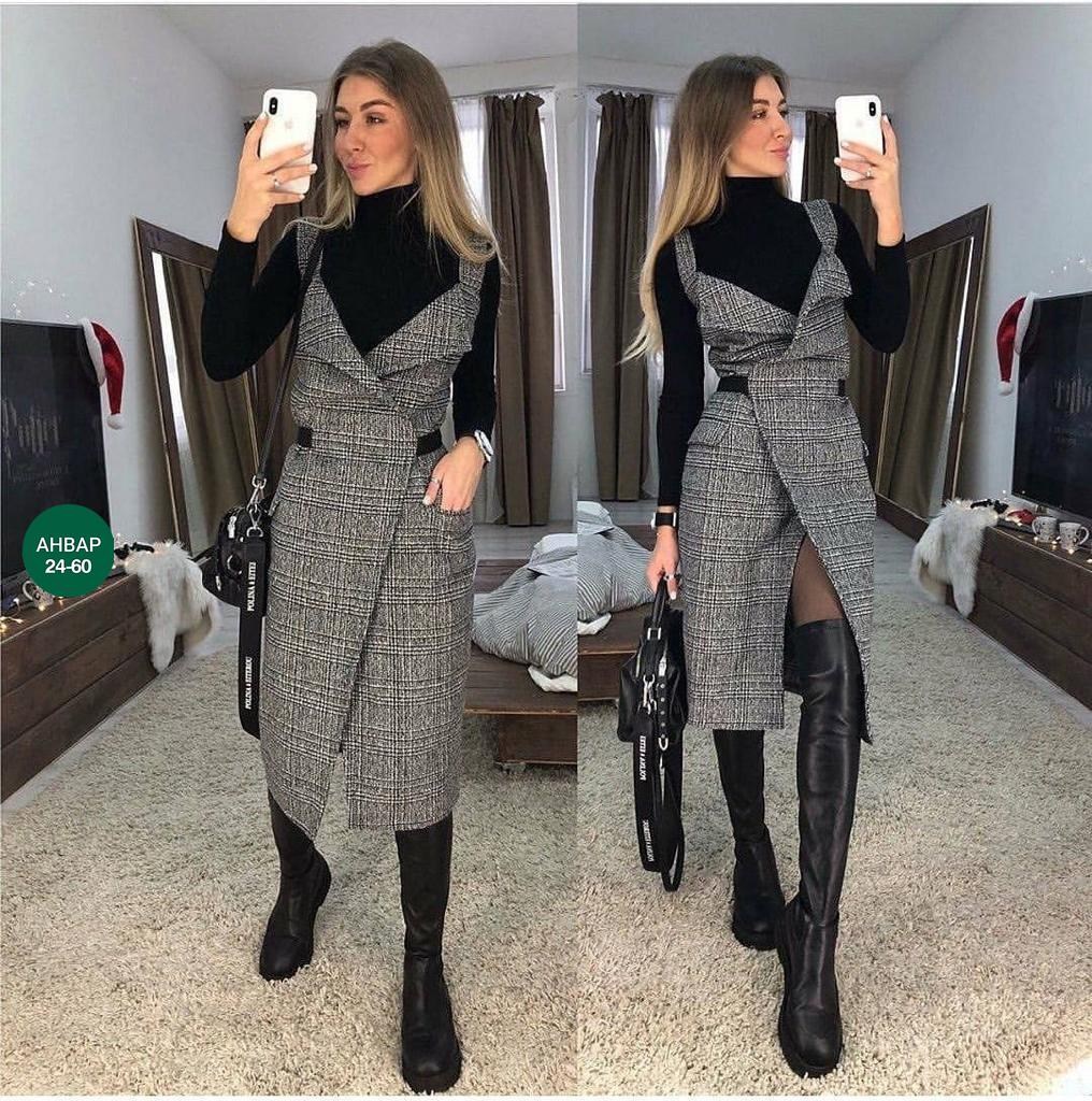 сарафан,теплые сарафаны,женский сарафан,сарафан в клетку,платье-сарафан