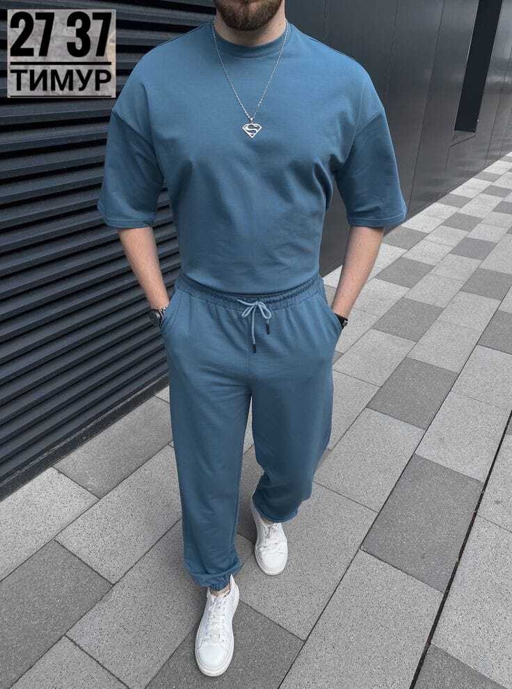 костюм спортивный мужской,костюм с футболкой и брюками,костюм спортивный мужской летний оверсайз,стильные костюмы,мужской повседневный костюм