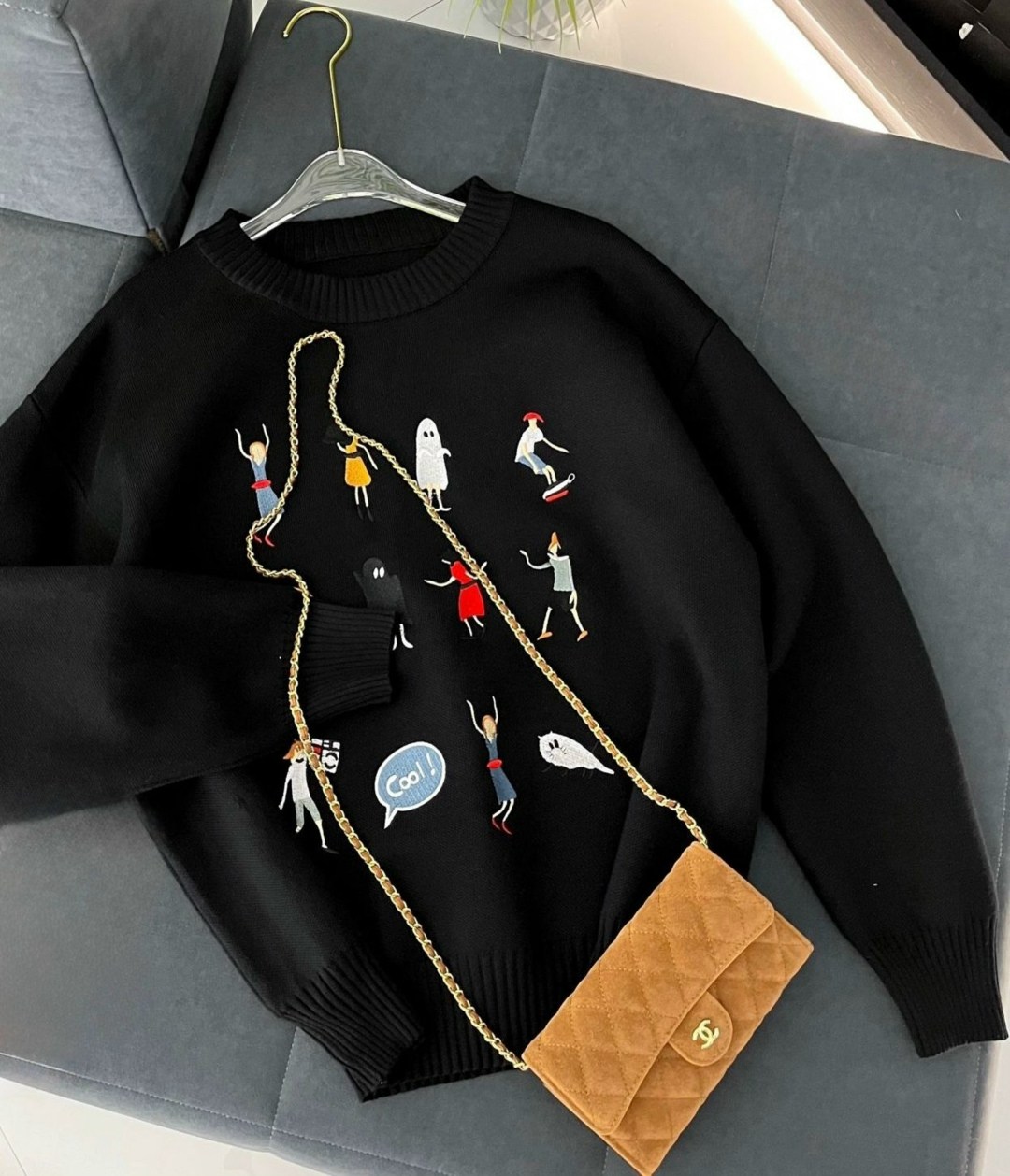 нежный свитер с собачками beststyle 540151261,свитшот женская,модные свитшоты,свитер с вышивкой,женская кофта