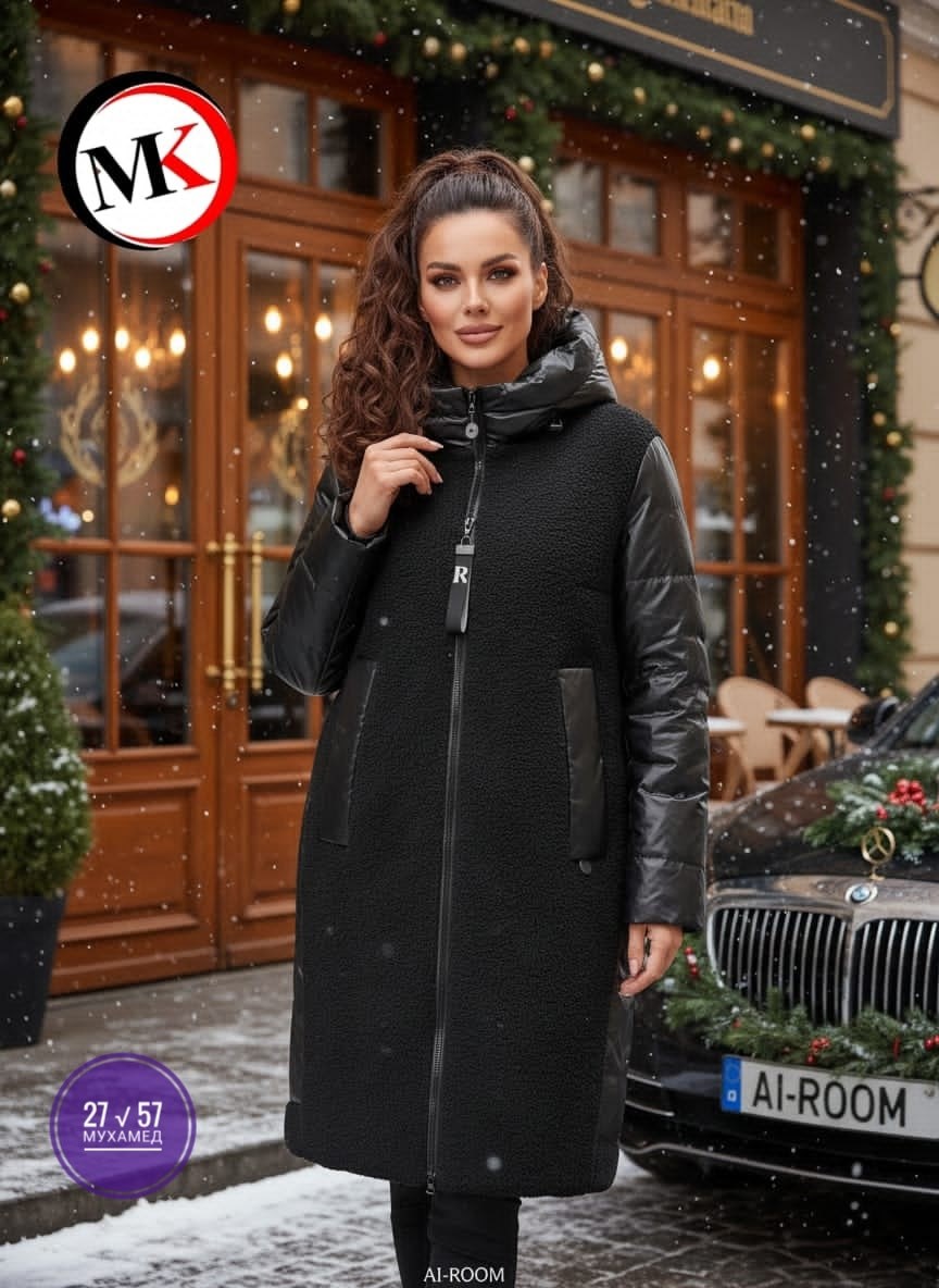 пальто комбинированное,зимнее полупальто,зимние куртки,удлиненная куртка,женское пальто