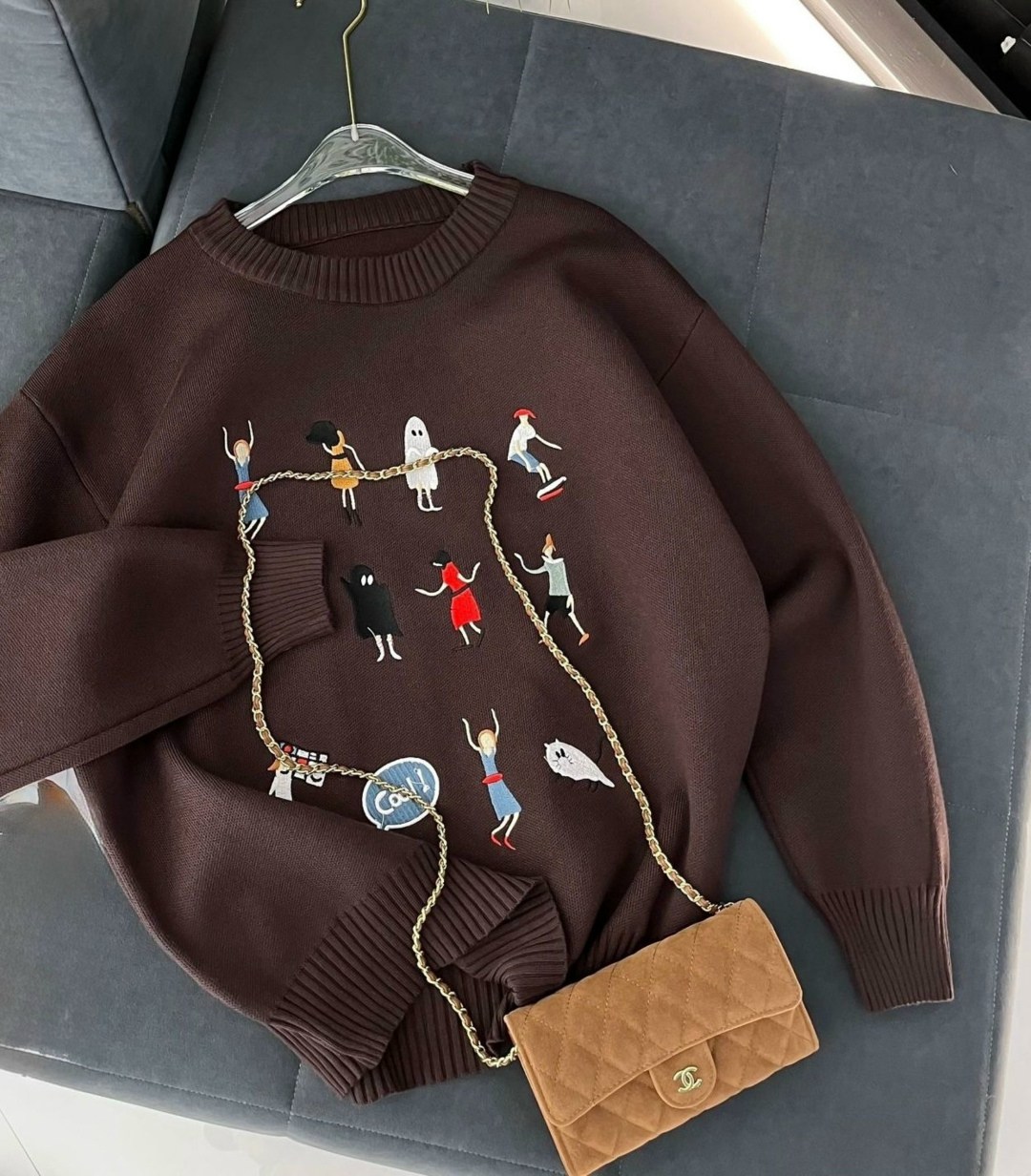 нежный свитер с собачками beststyle 540151261,свитшот женская,модные свитшоты,свитер с вышивкой,женская кофта