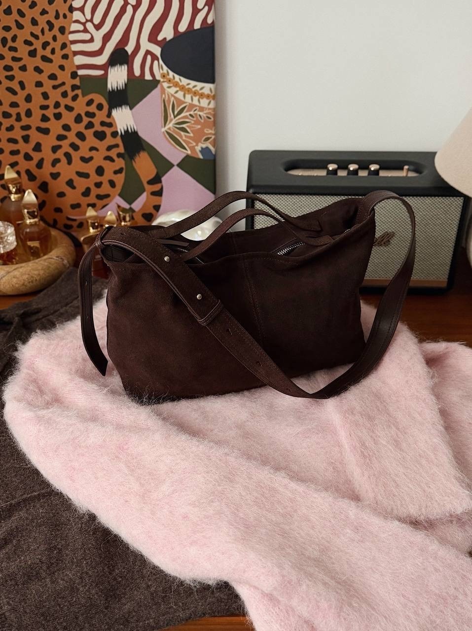 большая сумка хобо из натуральной замши, цвет коричневый,сумка замшевая,сумка женская замшевая кросс-боди через плечо,сумка женская замшевая на плечо натуральная замша,большая сумка-шоппер из итальянс
