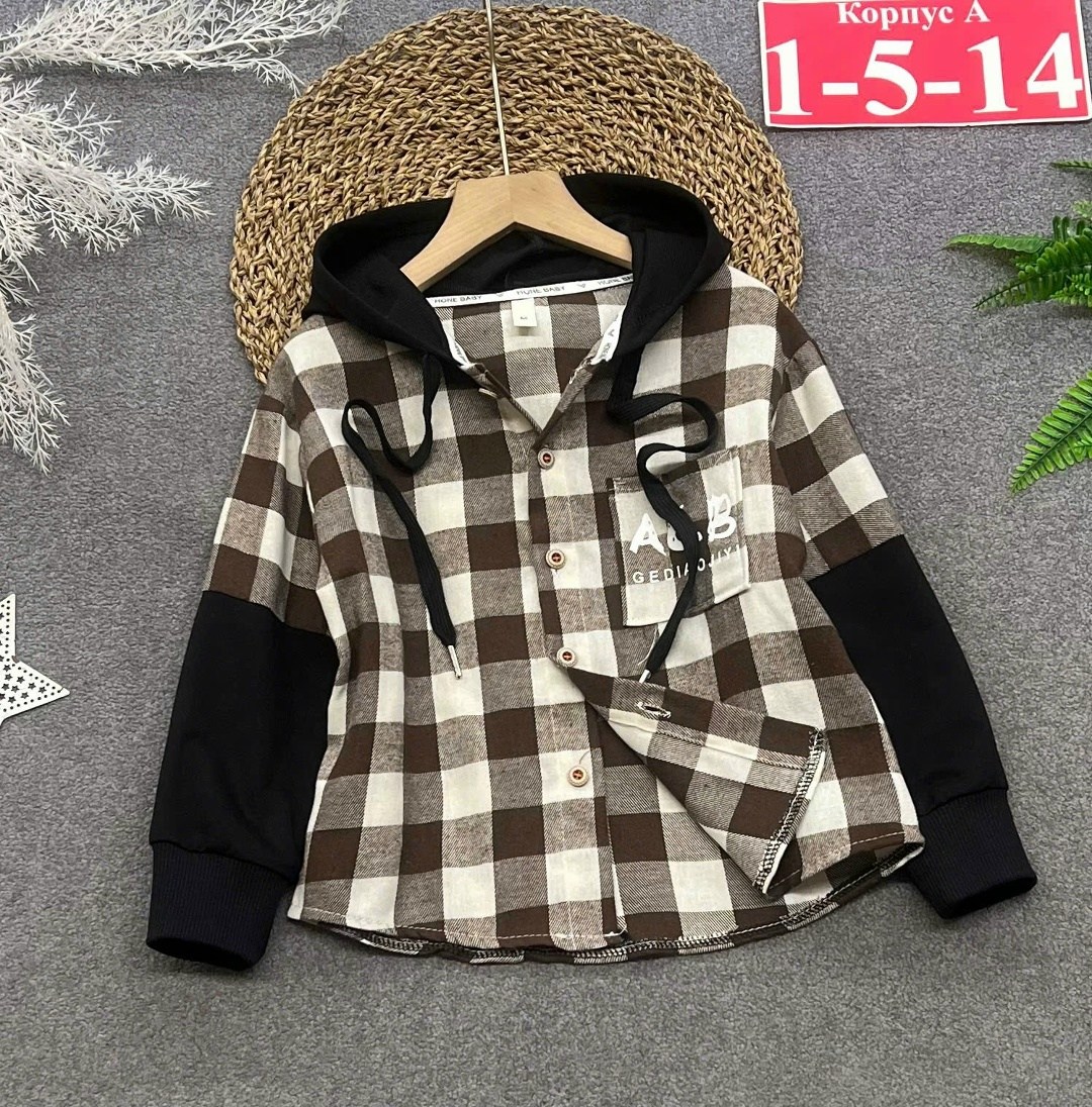 рубашка с капюшоном для мальчика,рубашка с капюшоном для мальчика из футера двухнитки happyfox,рубашка на мальчика в клетку с капюшоном,рубашка с капюшоном,детская рубашка в клетку фланелевая с капюшо