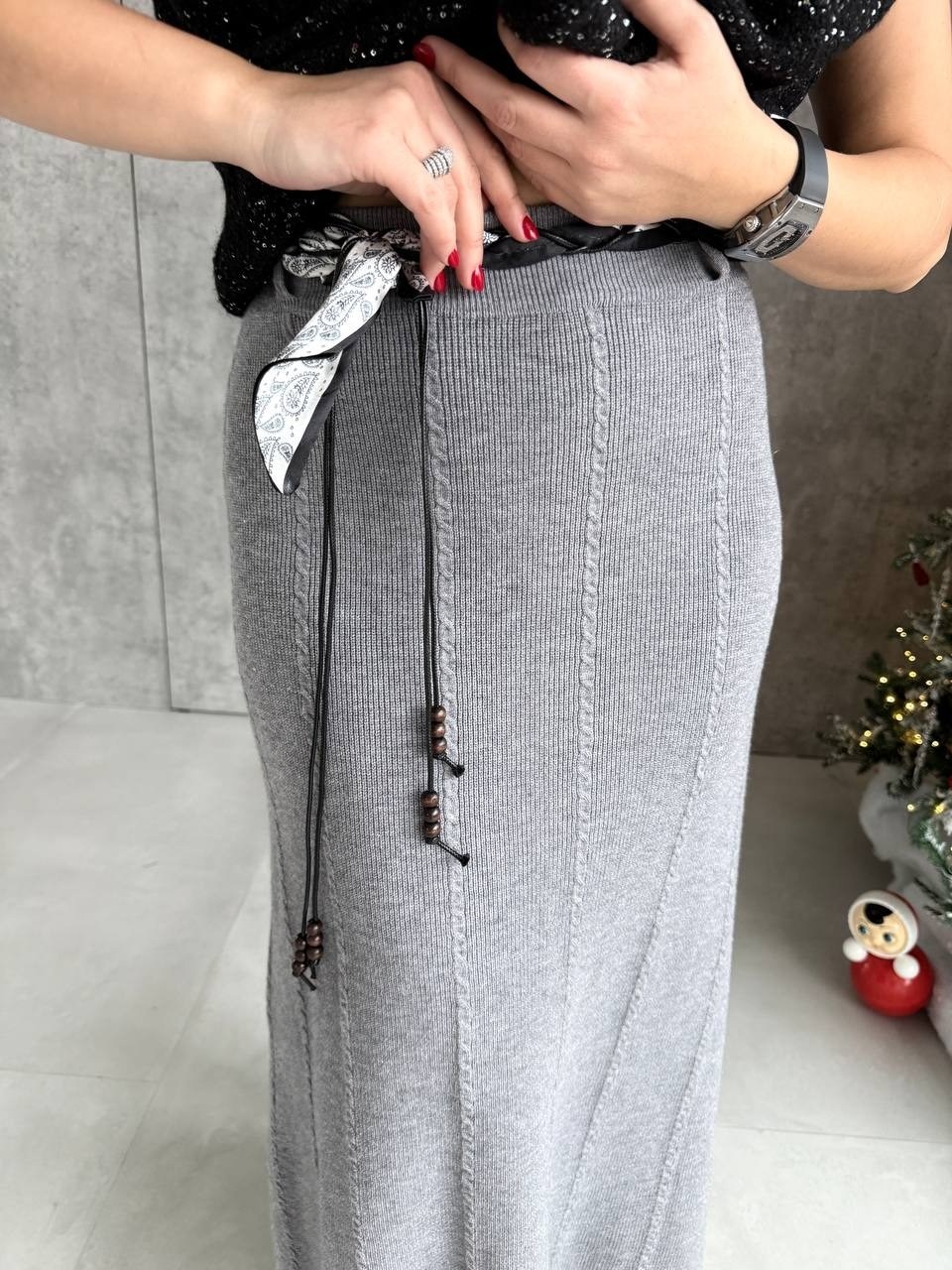 серая юбка,трикотажная юбка,юбка стильная,нарядная юбка,вязаная юбка