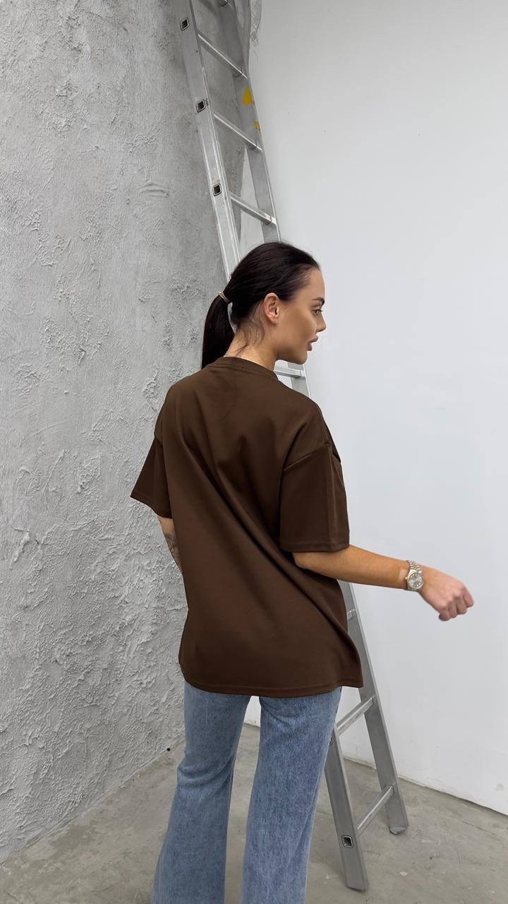 футболка y2k оверсайз zi-bella цвет шоколадный,футболка женская оверсайз,женская футболка,футболка оверсайз,футболка оверсайз с принтами