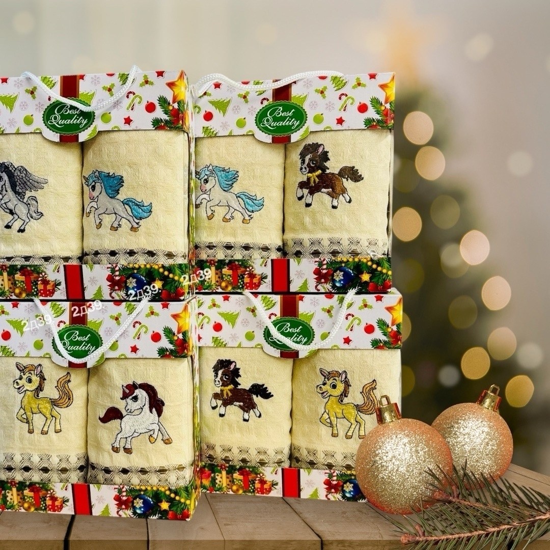 наборы полотенец,набор новогодних полотенец из хлопка 25х50см,полотенца кухонные набор новогодние с символом,подарочный набор кухонный полотенца,набор кухонные полотенец