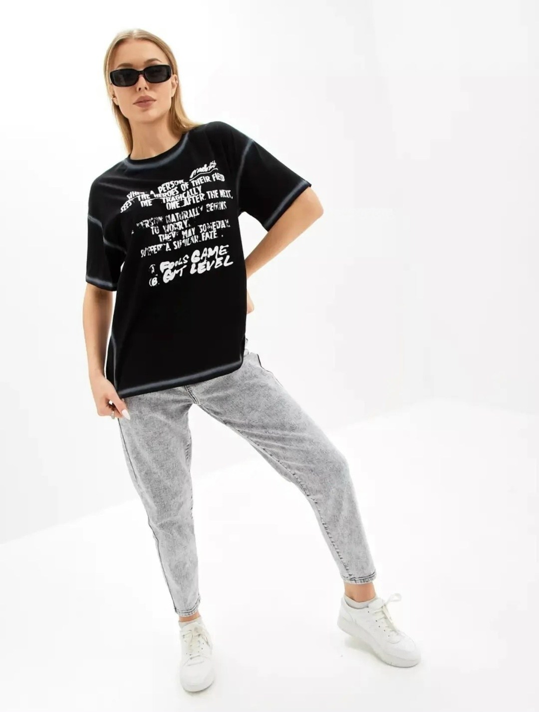 футболка женская оверсайз,футболка женская оверсайз с принтом,футболка оверсайз с принтами,женская футболка,yollochka футболка женская оверсайз черный