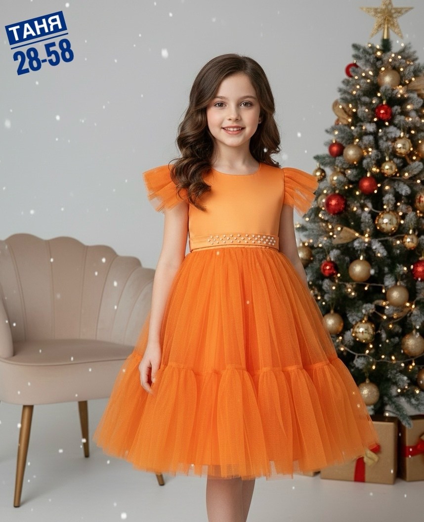 платье для девочки,платье нарядное,платье нарядное для девочки,оранжевое платье для девочки,платье девочки tmumcdad оранжевый
