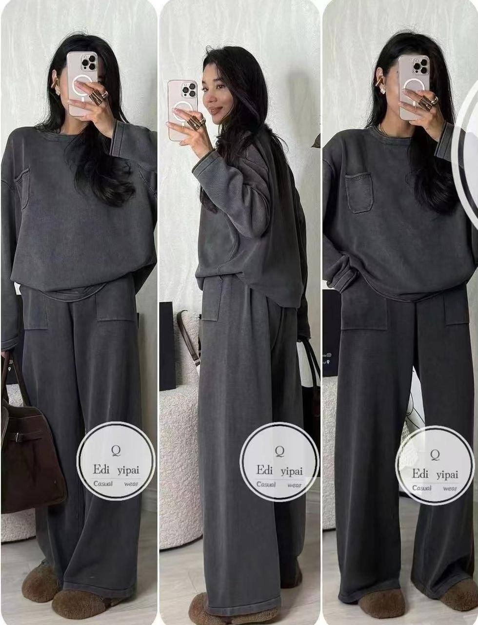 женский спортивный костюм из свитшота и брюк с широкими штанинами,повседневный костюм,костюм трикотажный,спортивные костюмы,спортивные костюмы оверсайз