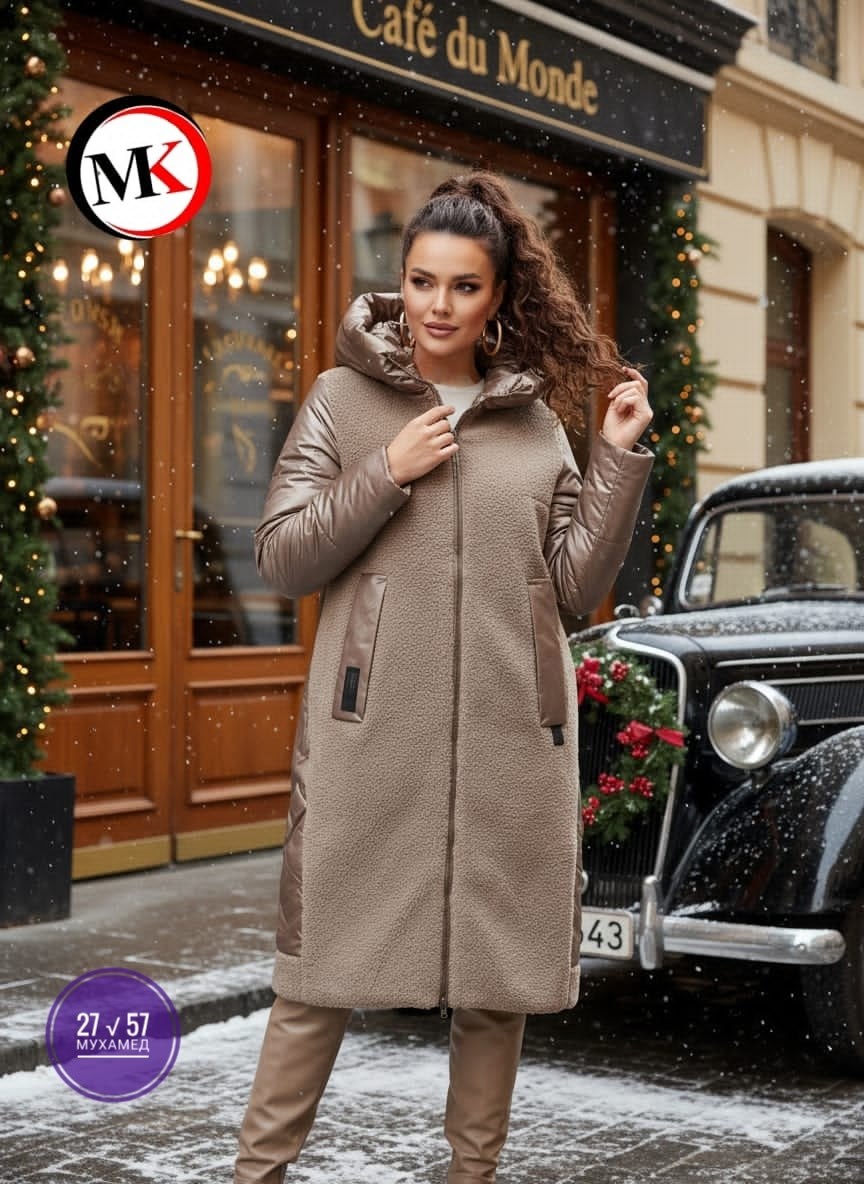 пальто комбинированное,зимнее полупальто,зимние куртки,удлиненная куртка,женское пальто