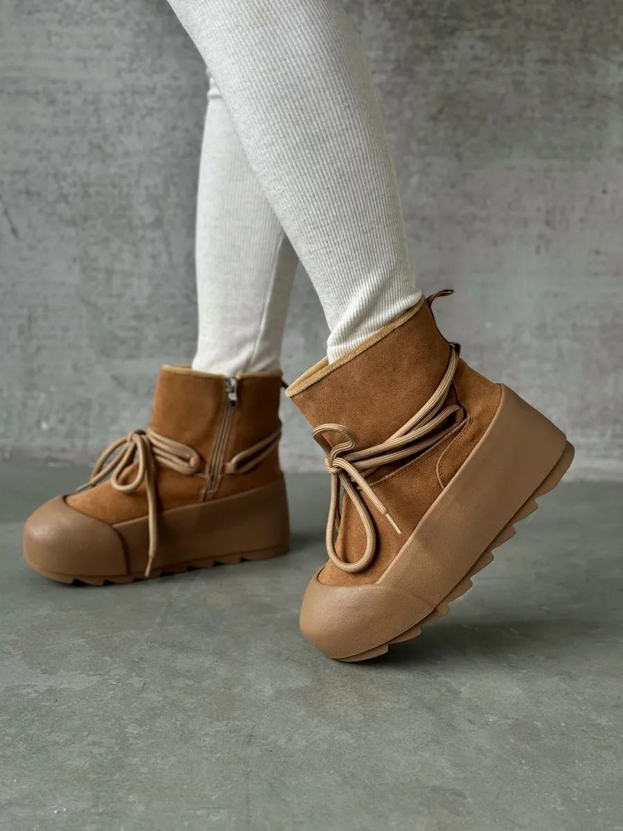 , женская зимняя,зимние ботинки inuikii classic low platform коричневый,зимние ботинки женские,зимняя