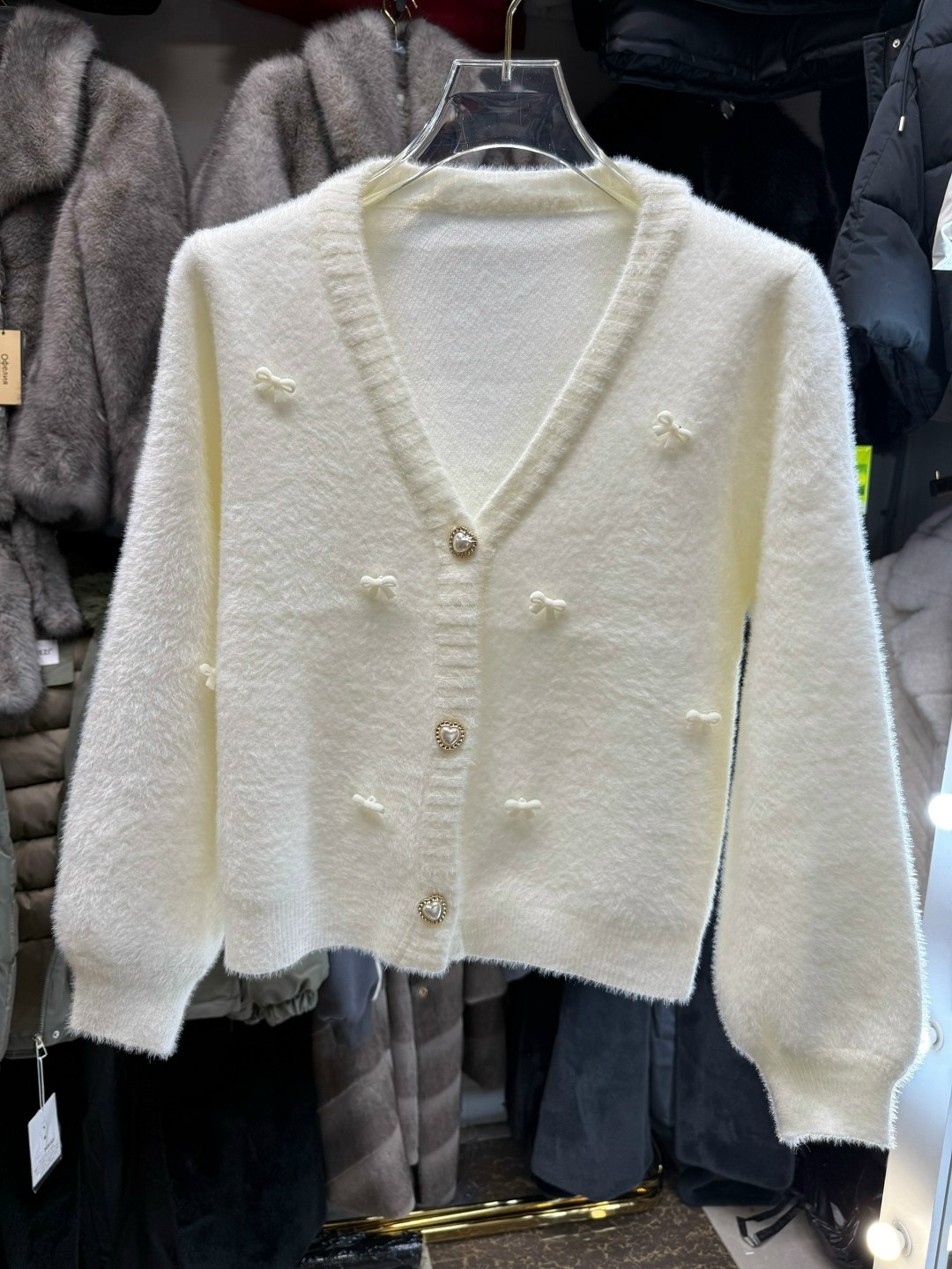 вязаный кардиган,вязаный кардиган из искусственной норки и кашемира,кардиган,женский вязаный кардиган,женский вязаный кардиган с длинными рукавами