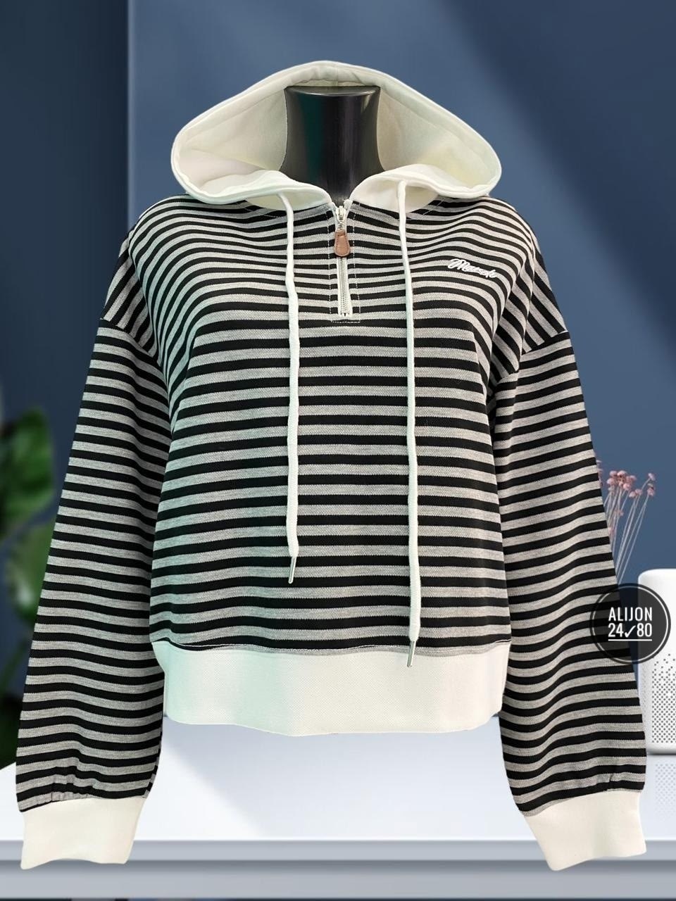 кофта до талии,полосатая толстовка,толстовка женская,толстовка в полоску,женская кофта
