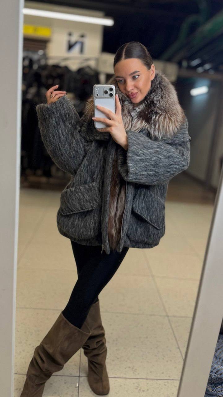 пуховики с мехом,куртка - пуховик с мехом,зимняя куртка-пальто оверсайз,женский пуховик,куртка-пуховик с мехом zz-6399-65-sr-en