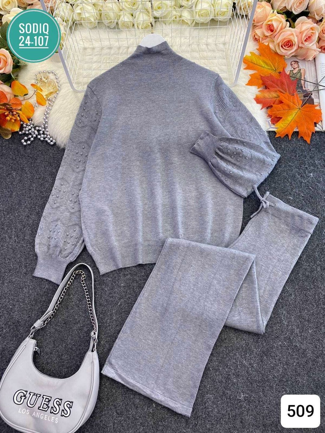 костюм двойка кашемир,трикотажные костюмы,женские костюмы,костюм женский кофта и штаны one size 42-48 арт. 1549637,костюм двойка женский