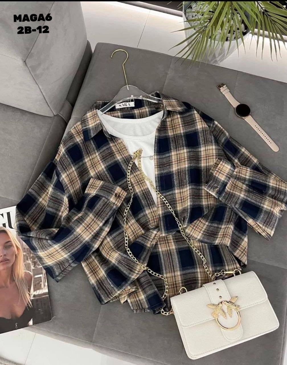 рубашка в клетку с майкой beststyle,рубашка в клетку,рубашка beststyle в клетку,женская рубашка в клетку,рубашка женская в клетку оверсайз