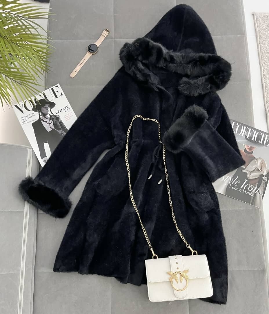 пальто теплое,шерстяное пальто,пальто с воротником,пальто с мехом,женское кашемировое пальто с капюшоном