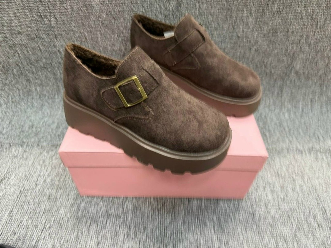 , повседневные,модные женские туфли на плоской подошве с меховой платформой,замшевые женские туфли-лоферы на платформе,женская