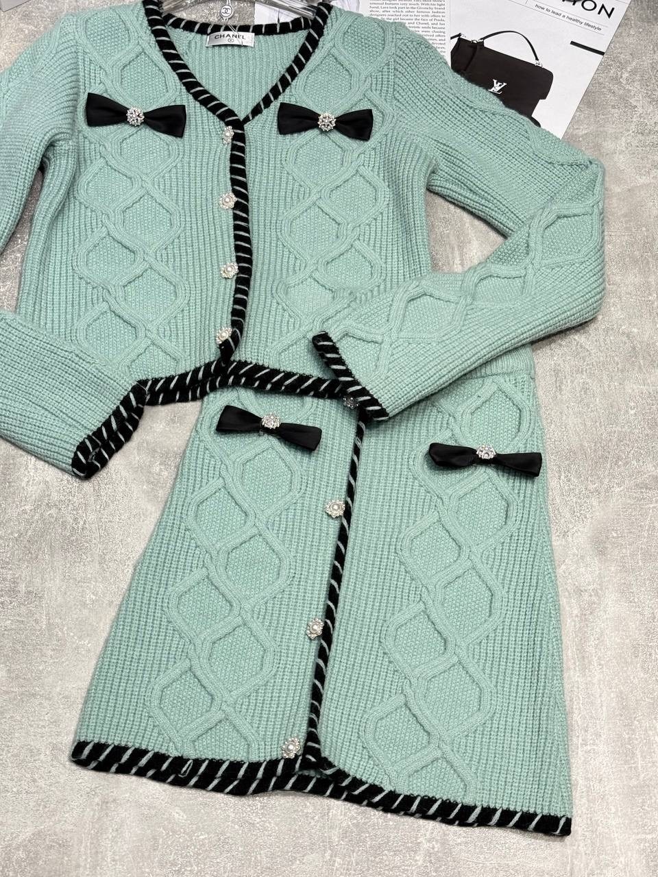 женский комплект с юбкой,вязаные кардиганы,жакет и юбка,твидовый костюм,комплект с юбкой