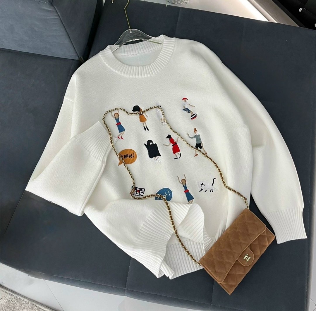 нежный свитер с собачками beststyle 540151261,свитшот женская,модные свитшоты,свитер с вышивкой,женская кофта