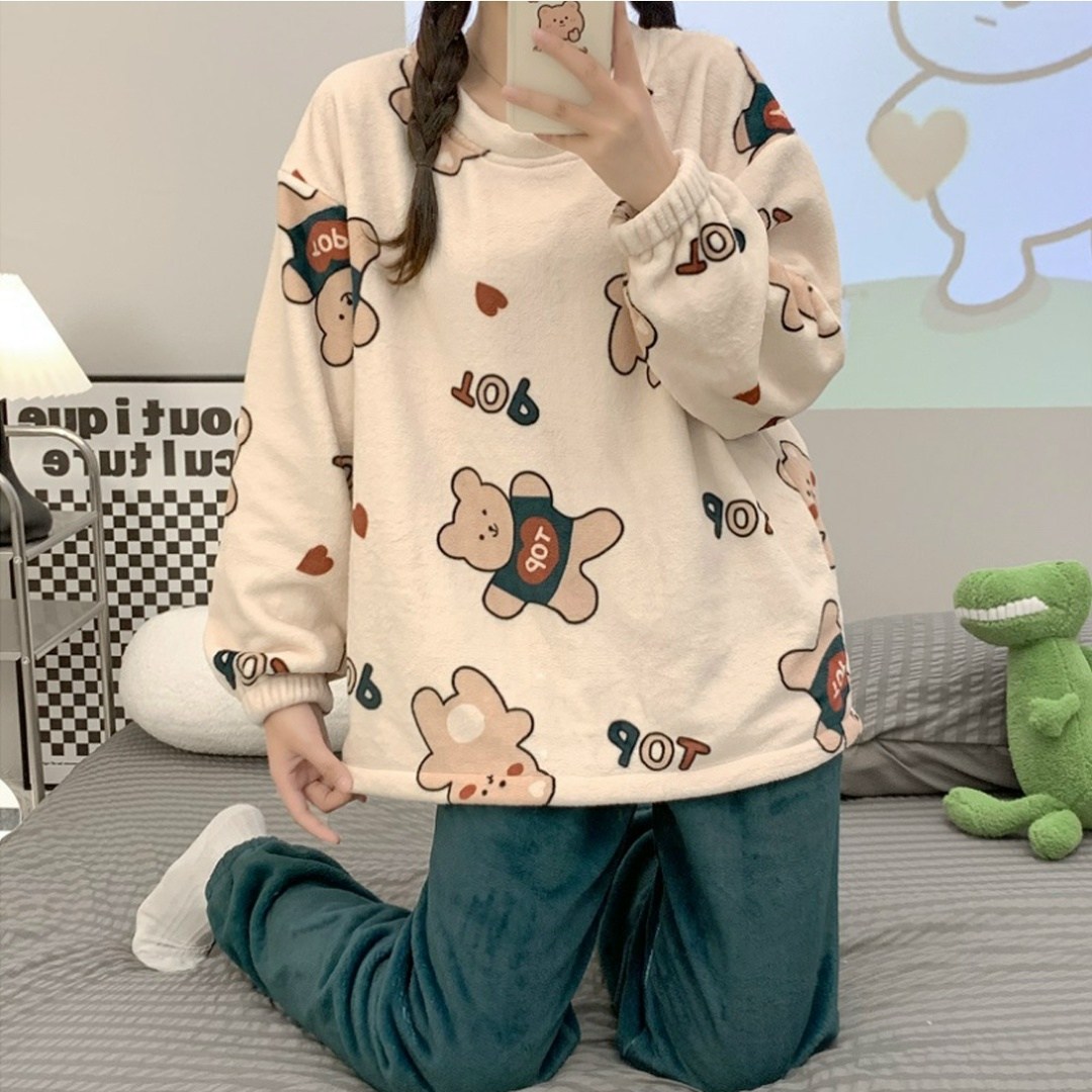 теплая пижама женская,теплая пижама,пижама женская теплая плюшевая,пижама плюшевая,корейская пижама