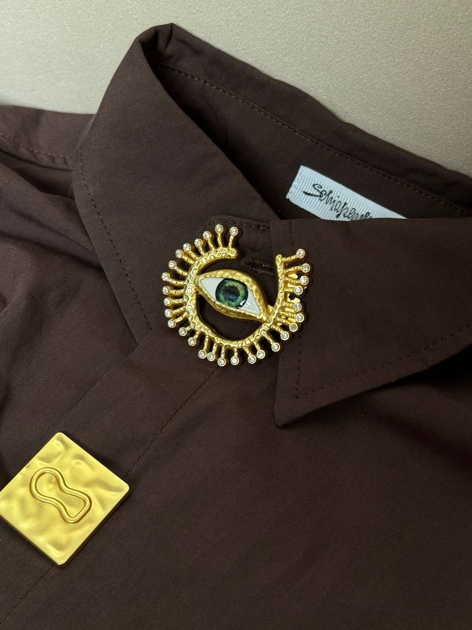 рубашка женская,рубашка в стиле олд мани schiaparelli cool casual wear,коричневая рубашка женская,рубашка,коричневая рубашка