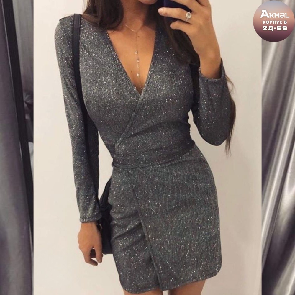 платье женское ткань люрекс,новое серое серебрянное люрексовое платье на запах,серое серебряное люрексовое платье на запах,блестящее платье на запах темно-серый люрекс,платье с люрексом