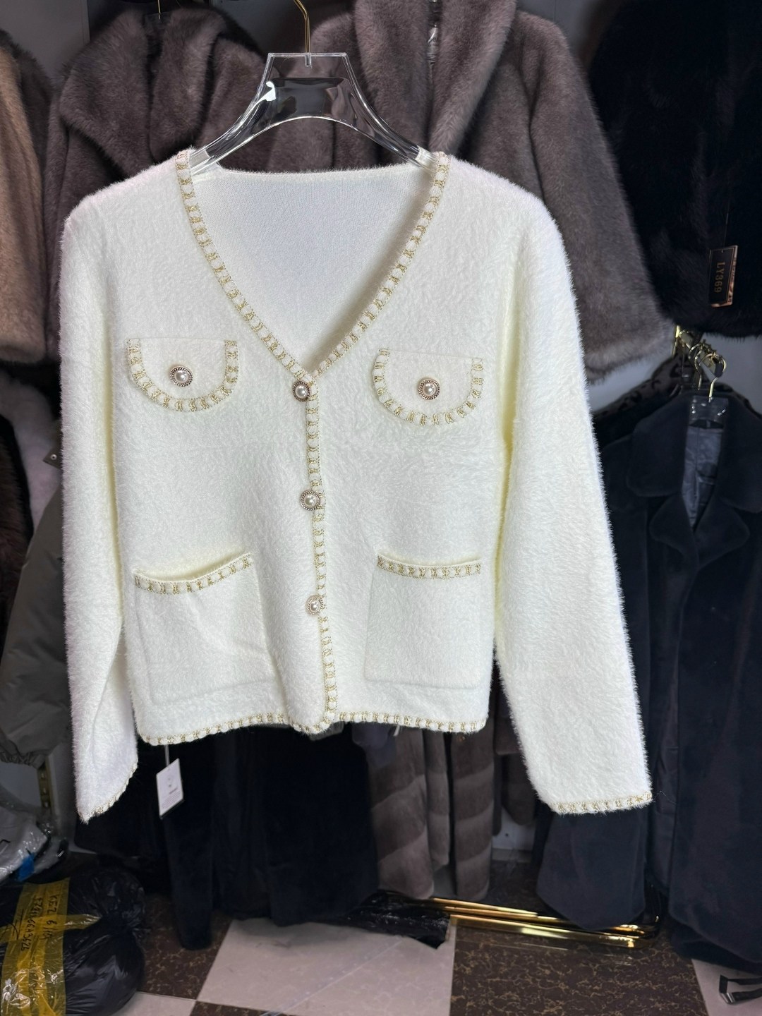 вязаный кардиган,вязаный кардиган из искусственной норки и кашемира,кардиган,женский вязаный кардиган,женский вязаный кардиган с длинными рукавами