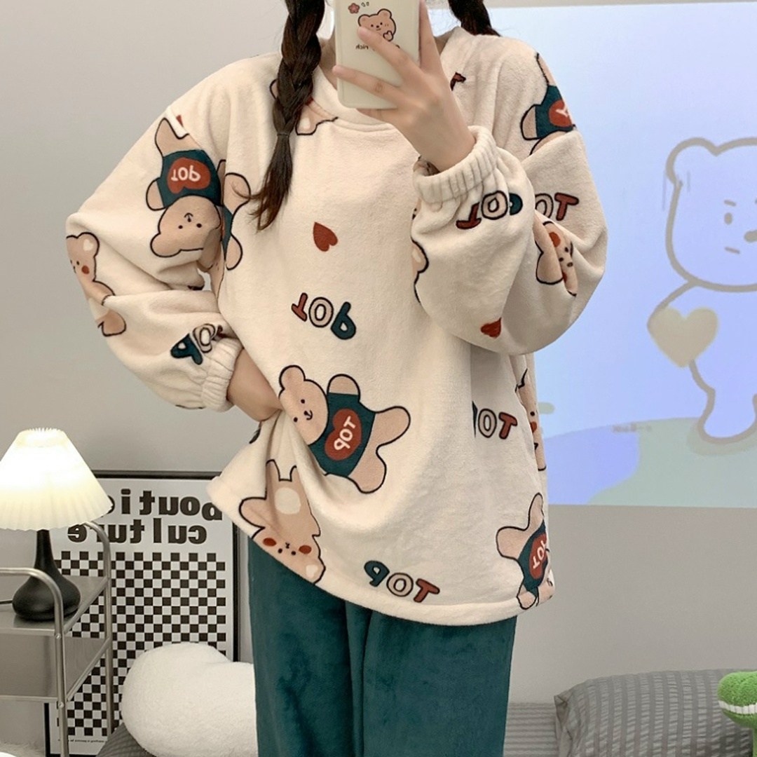 теплая пижама женская,теплая пижама,пижама женская теплая плюшевая,пижама плюшевая,корейская пижама