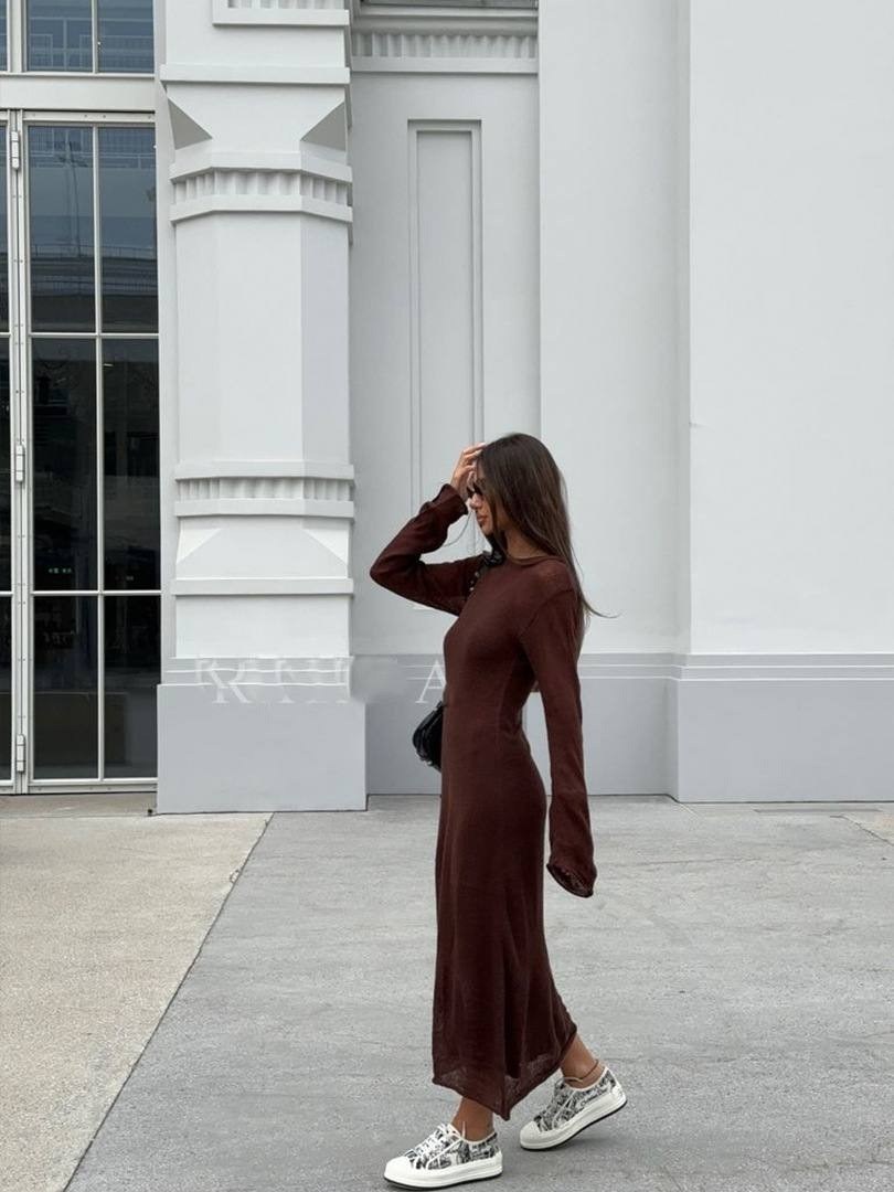 платье коричневое,женское платье,трикотажное платье,трикотажное длинное платье,вязаное платье