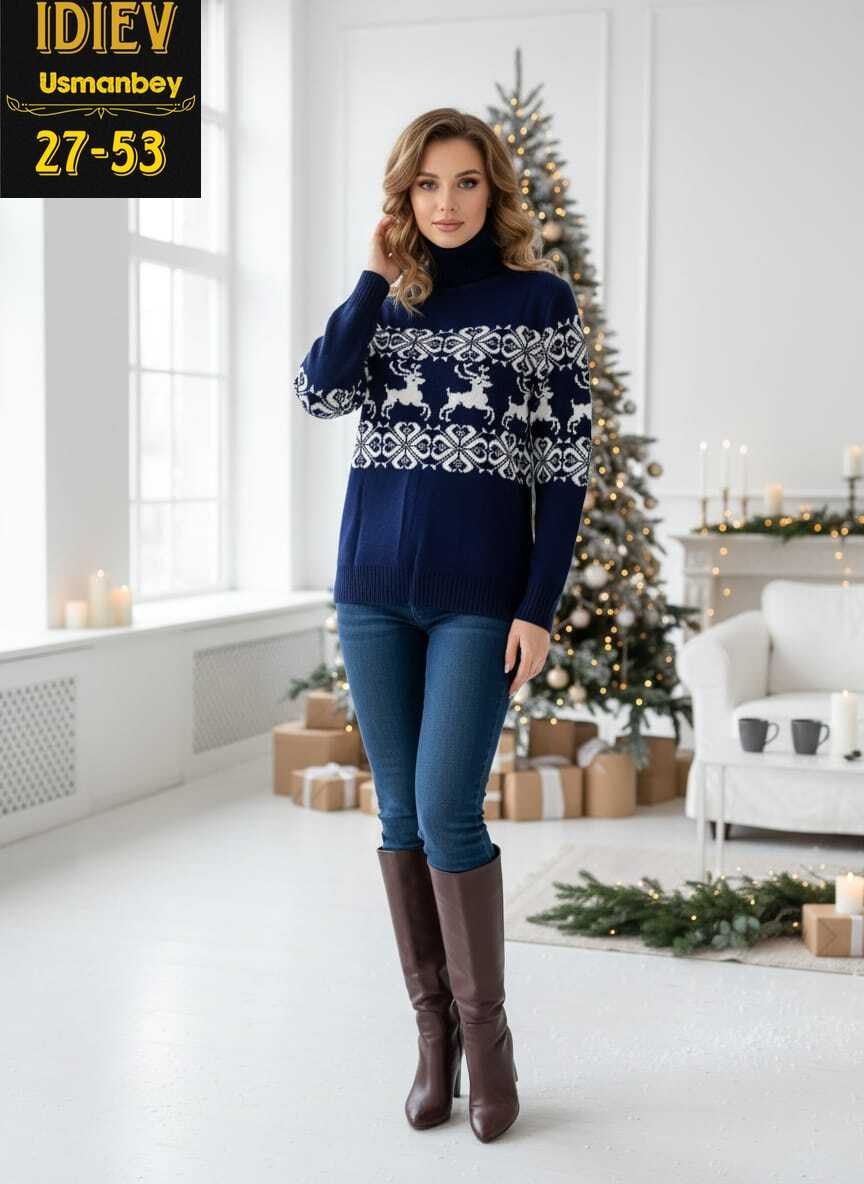 свитер с оленями женский,свитер женский,новогодний женский свитер,скандинавский свитер женский,рождественские свитера