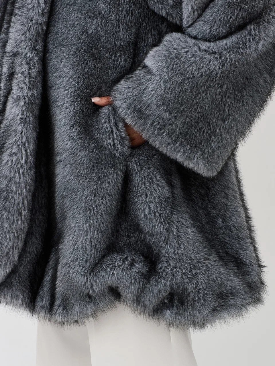 пальто эко-мех круглый ворот чернобурка серый,экошуба зимняя,шуба искусственная,шуба женская,шубка