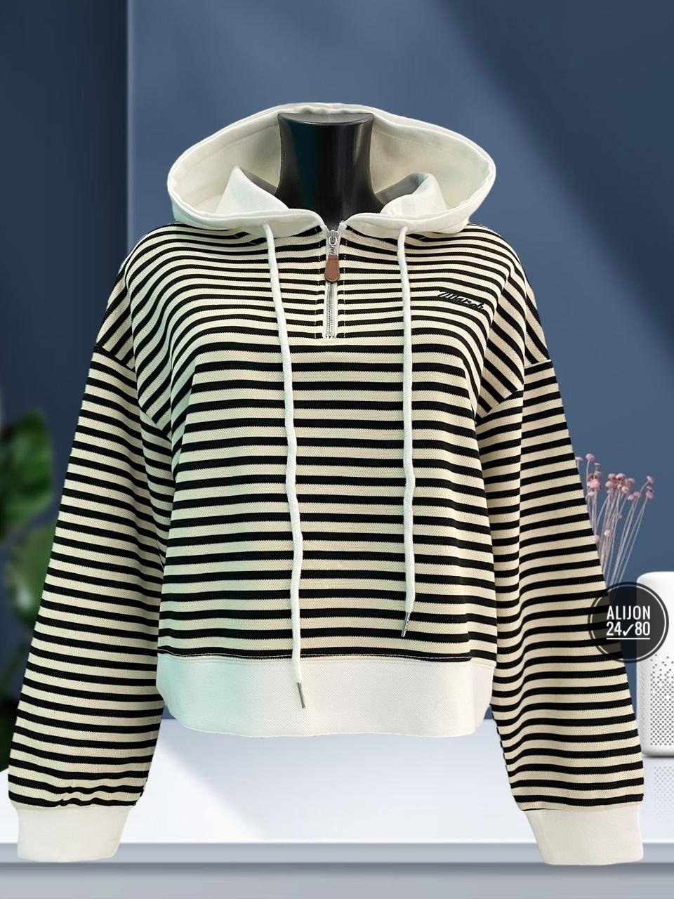 кофта до талии,полосатая толстовка,толстовка женская,толстовка в полоску,женская кофта