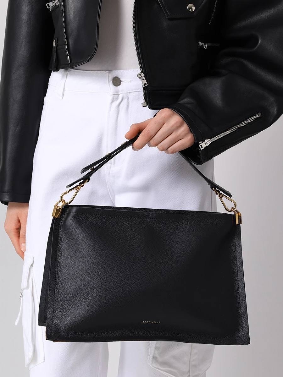 сумка женская coccinelle,coccinelle сумка,сумка женская coccinelle e5 n15 53 01 01 чёрный,coccinelle сумка на плечо,двусторонняя кожаная сумка через плечо coccinelle snip medium черный