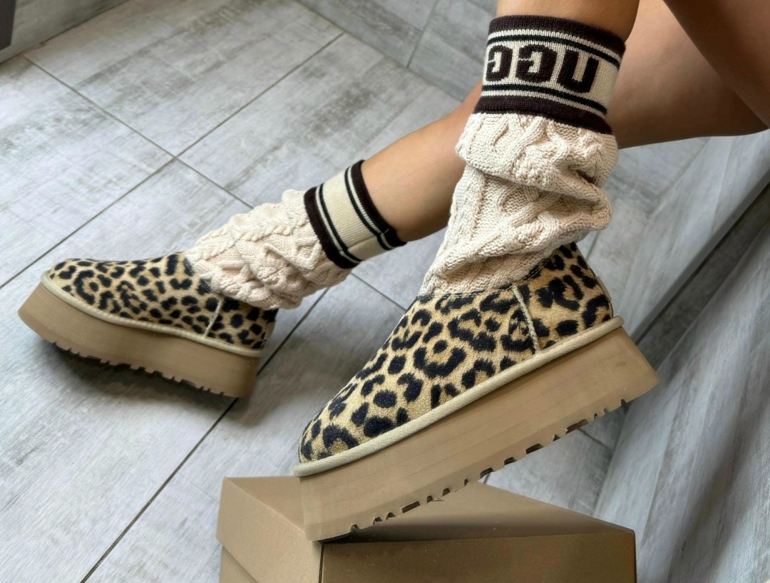 женские угги,леопардовые угги,,женская ,угги леопардовые короткие на платформе