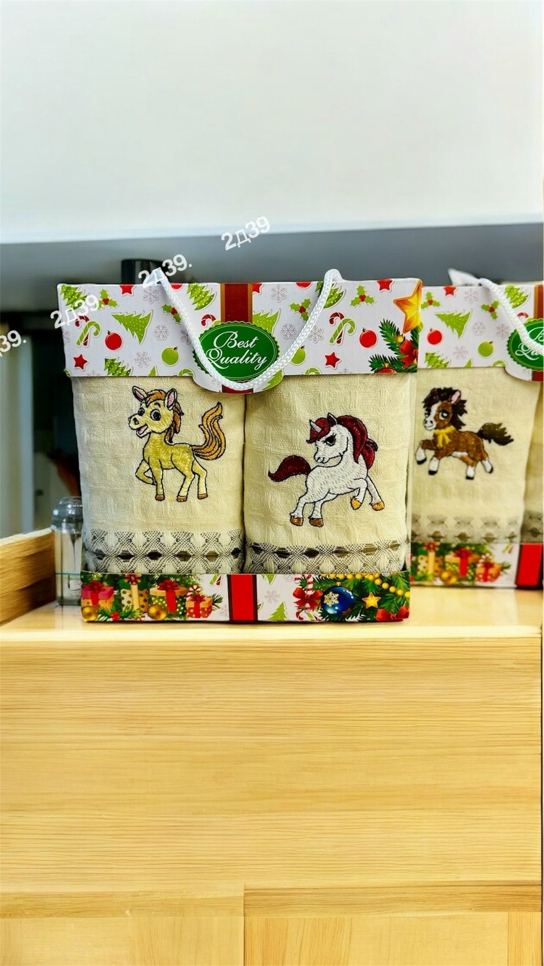 наборы полотенец,набор новогодних полотенец из хлопка 25х50см,полотенца кухонные набор новогодние с символом,подарочный набор кухонный полотенца,набор кухонные полотенец