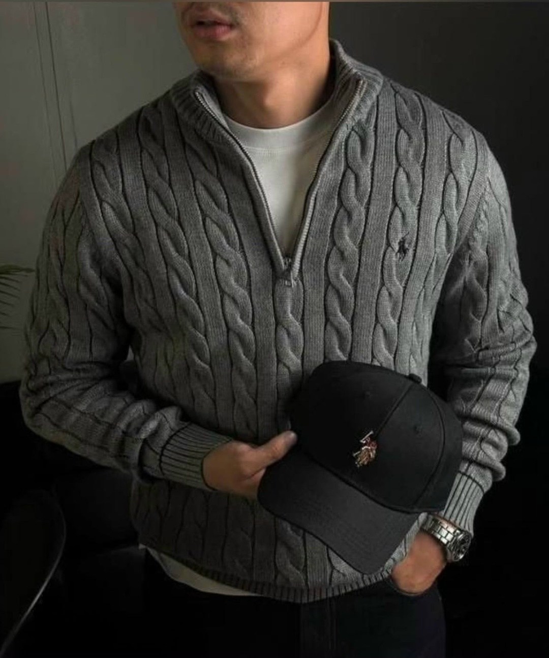 свитер polo ralph lauren,свитера мужская,свитер мужской polo ralph lauren вязаный с воротником на молнии синий,вязаные мужские свитера,свитера поло ральф лорен мужские