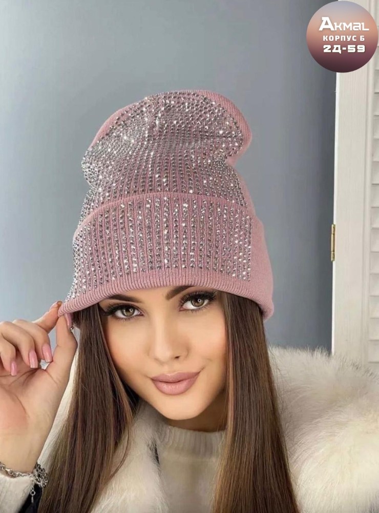 шапка женская,шапка со стразами,шапка бини со стразами зимняя,шапка для женщин,шапка двухслойная бини со стразами