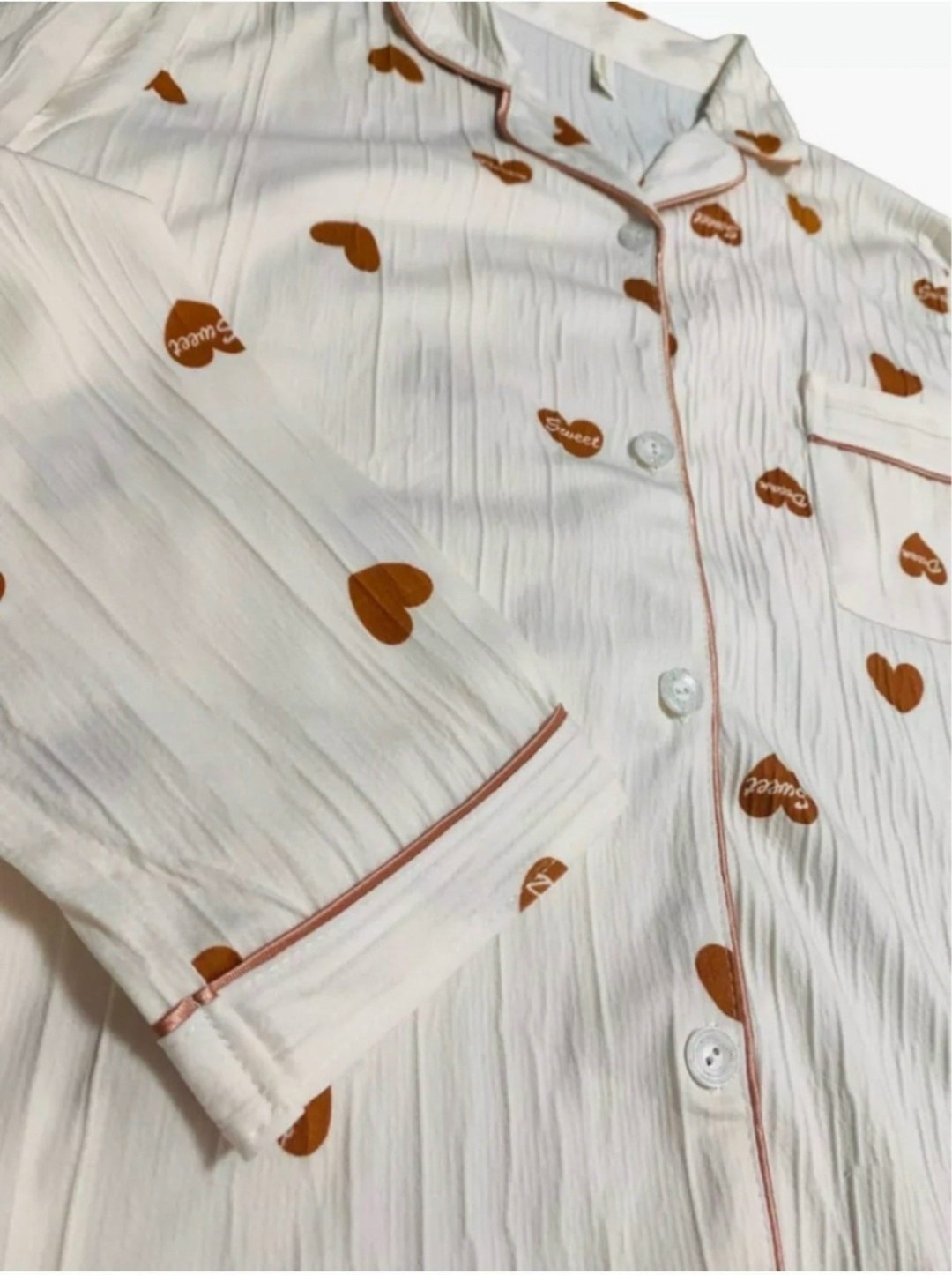 халат пижама,комплект пижама,женская пижама,пижама со штанами и рубашкой с сердечками хлопковая citywear,пижама рубчик