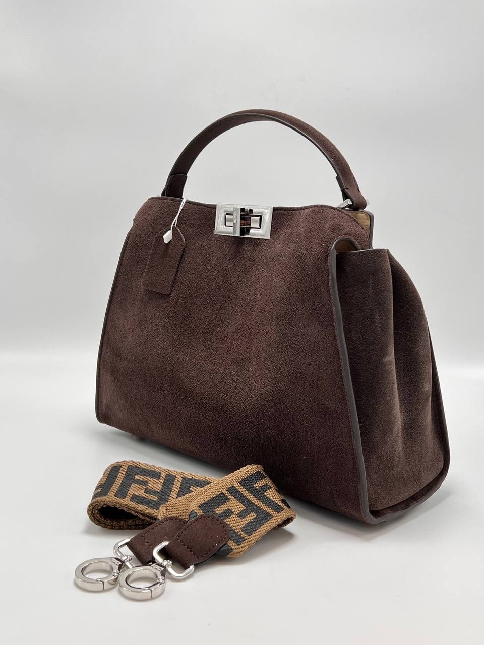 сумка fendi фенди хит продаж новинка замша,fendi сумка,фенди сумка замшевая,fendi коричневая замшевая сумка с короткими ручками для женщин,сумка замшевая