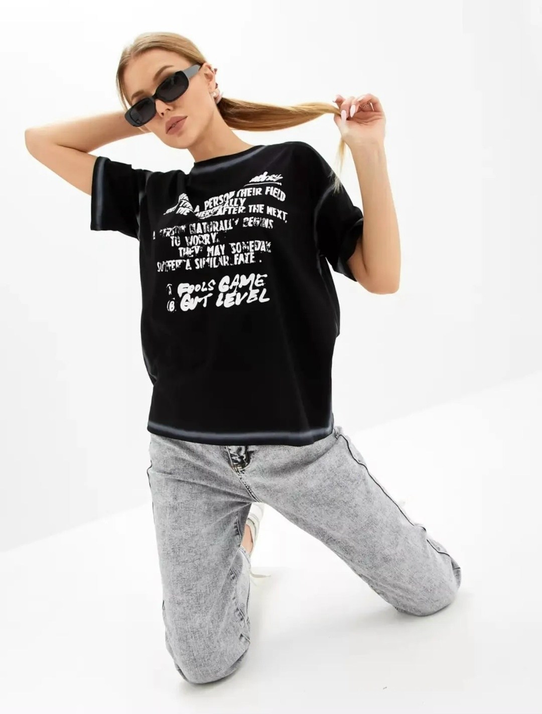 футболка женская оверсайз,футболка женская оверсайз с принтом,футболка оверсайз с принтами,женская футболка,yollochka футболка женская оверсайз черный