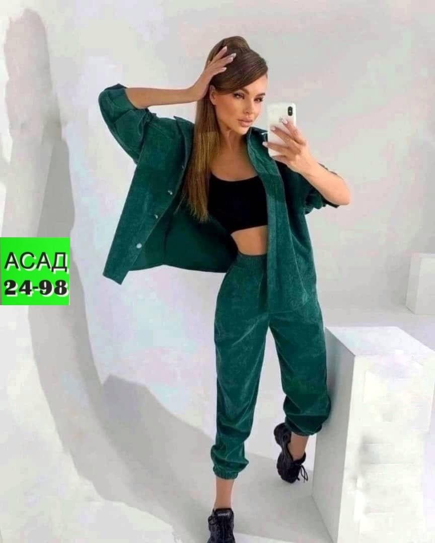 костюм женский,костюм женский вильветовый зелёный,костюм двойка вельвет,костюм женский вельветовый,вельветовые костюмы женские рубашка и штаны